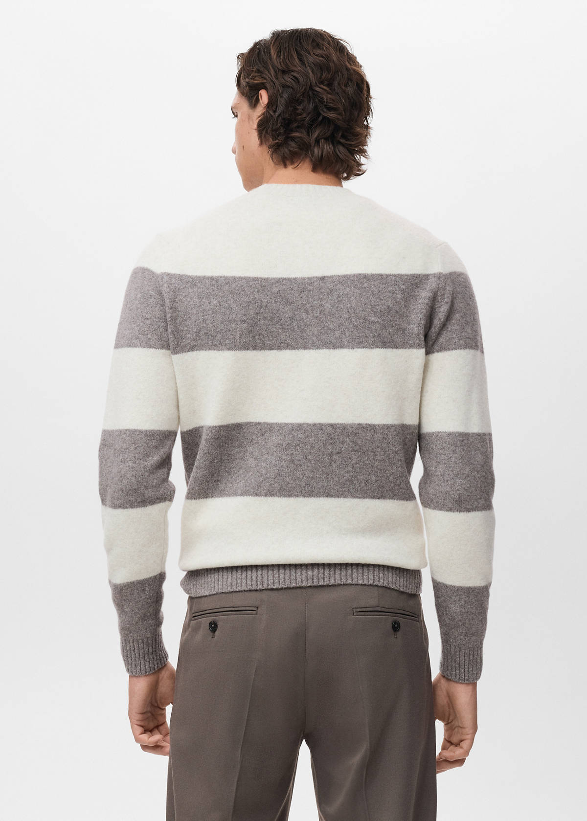 Wool-blend striped sweater — Ecru