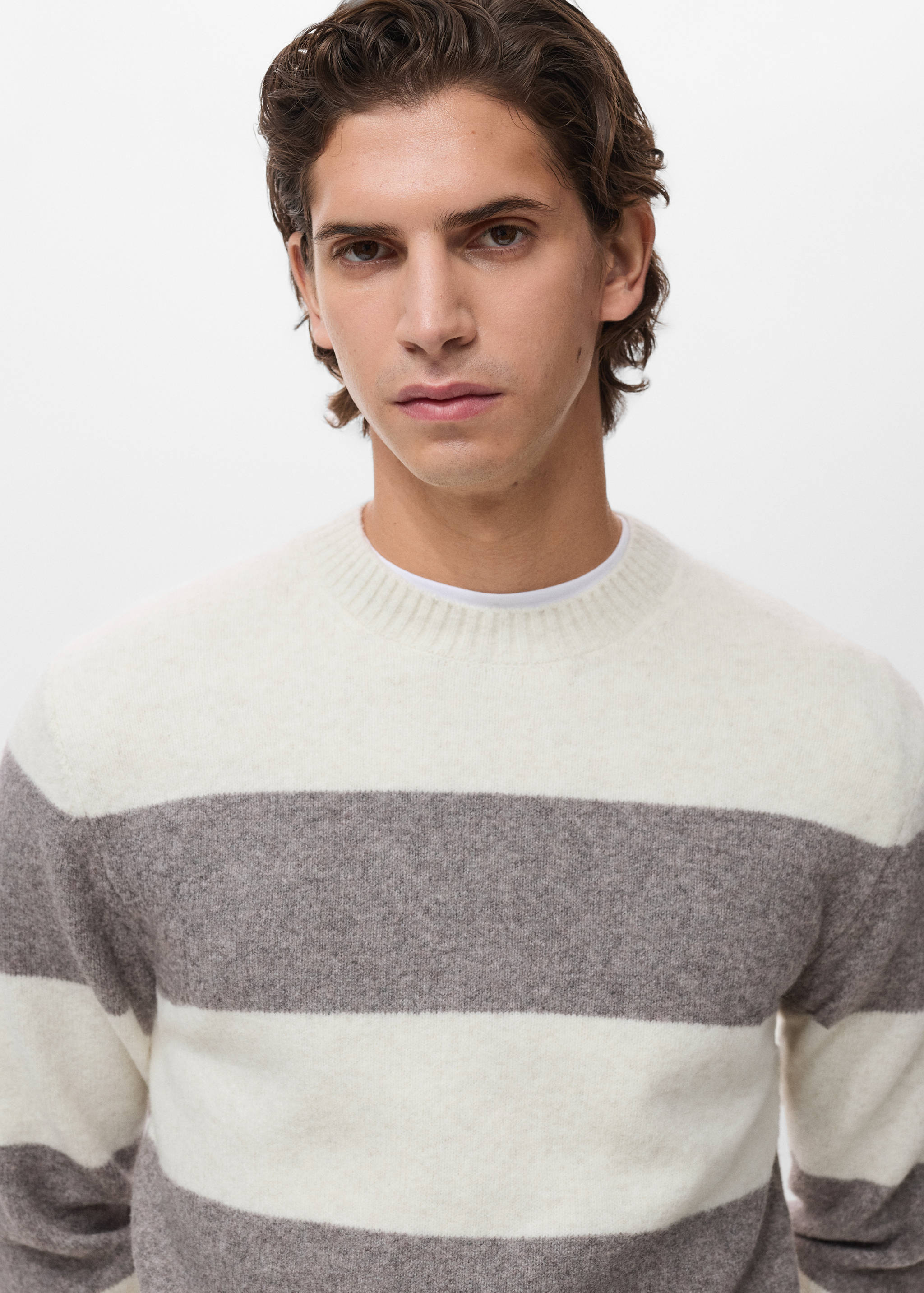 Свитер из смесовой шерсти в полоску - Деталь изделия 1