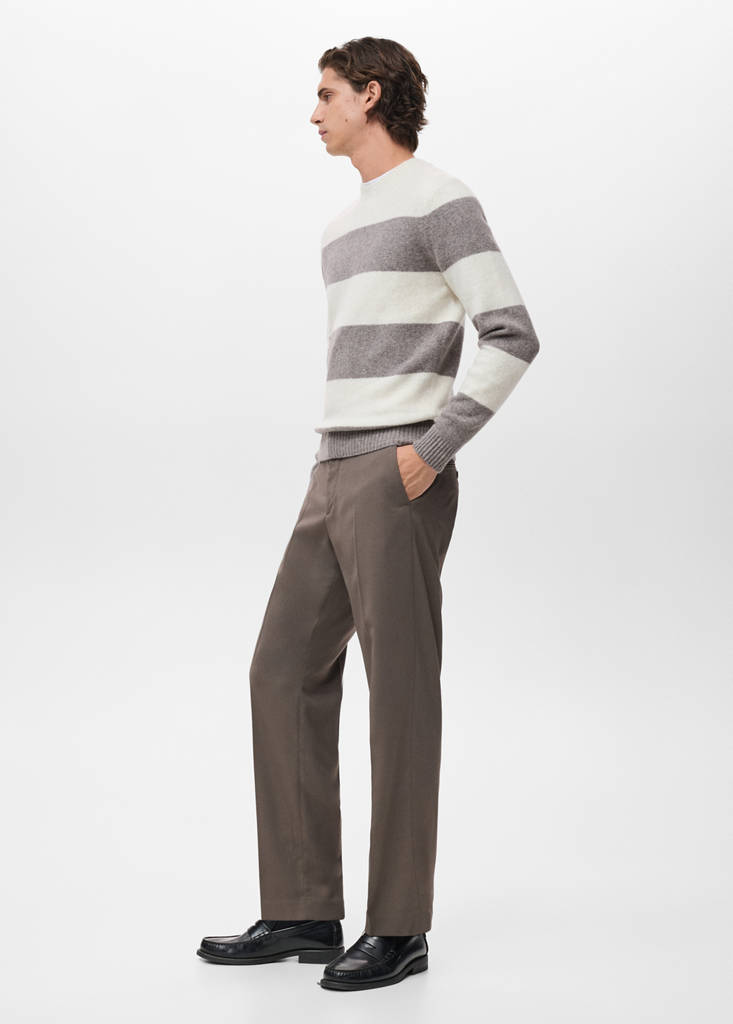Wool-blend striped sweater — Ecru