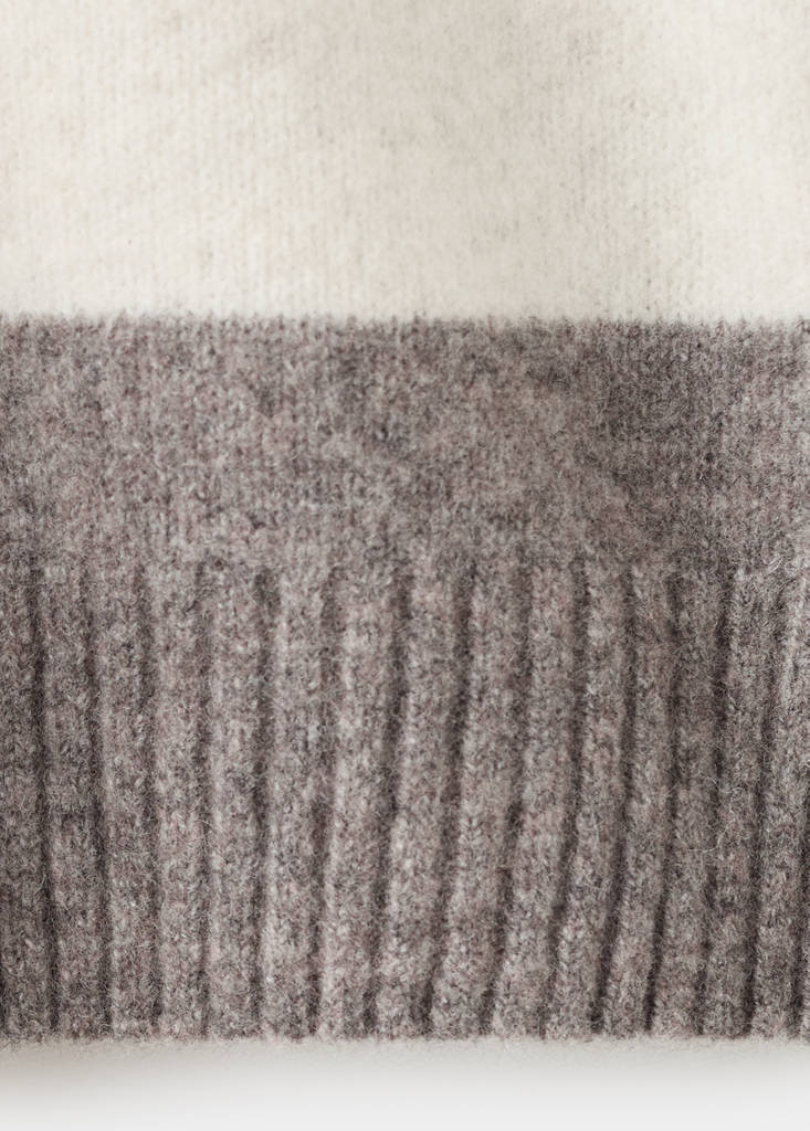 Wool-blend striped sweater — Ecru