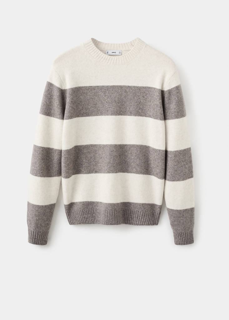 Wool-blend striped sweater — Ecru