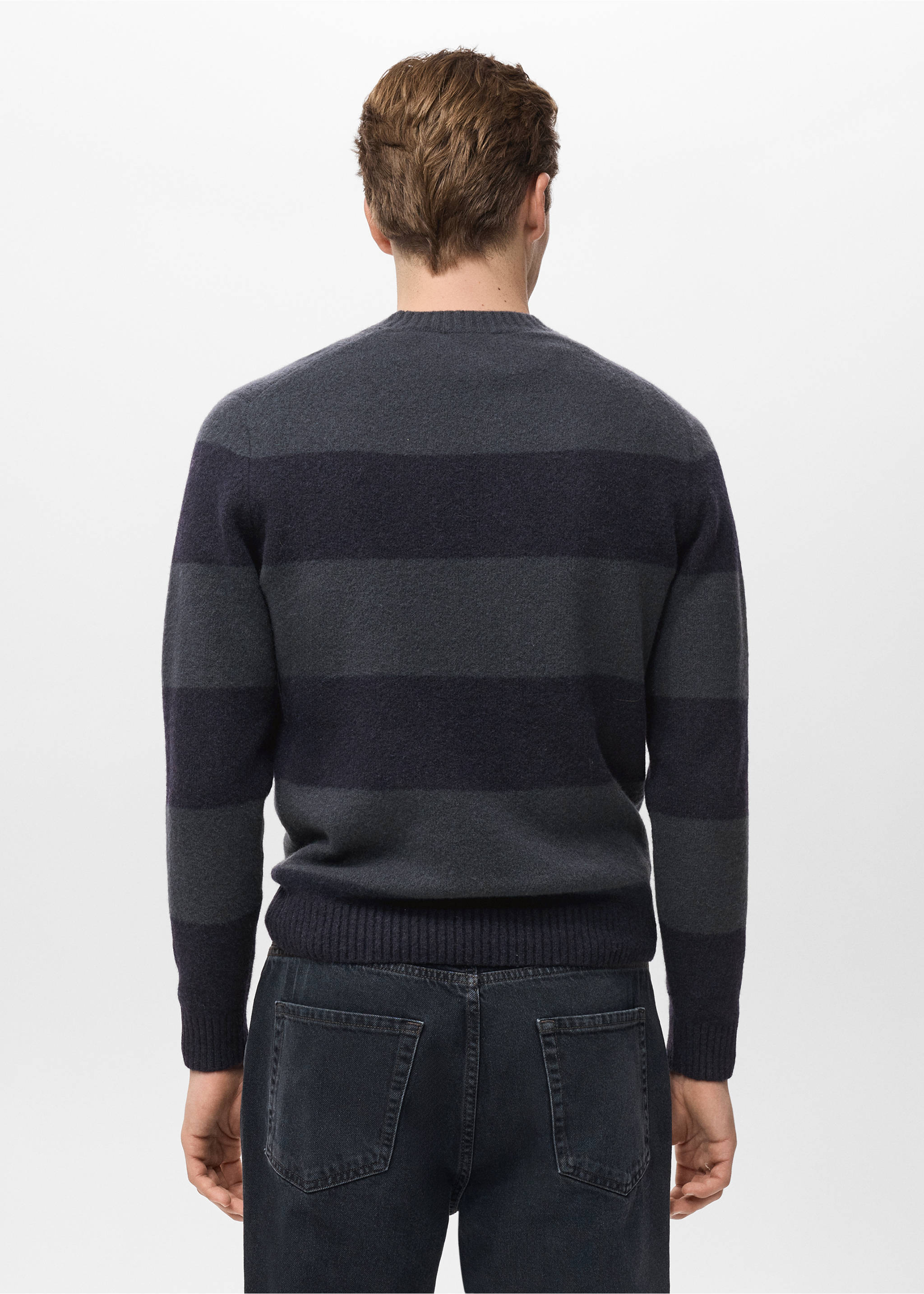 Jersey rayas mezcla lana - Reverso del artículo, Azul indigo. Ref: 17057896-00.