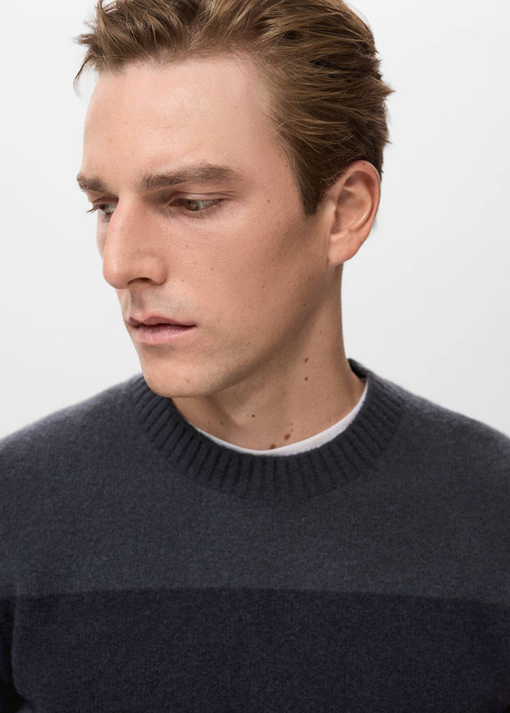 Wool-blend striped sweater — Indigo Blue