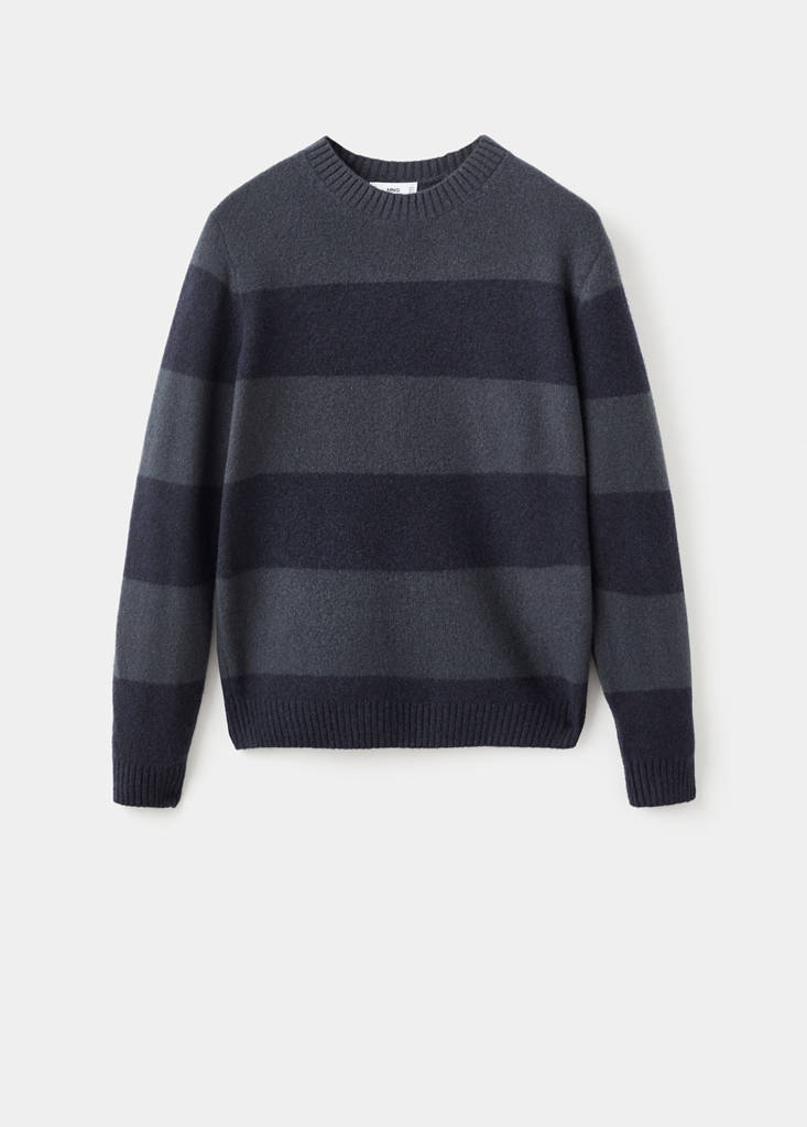 Wool-blend striped sweater — Indigo Blue