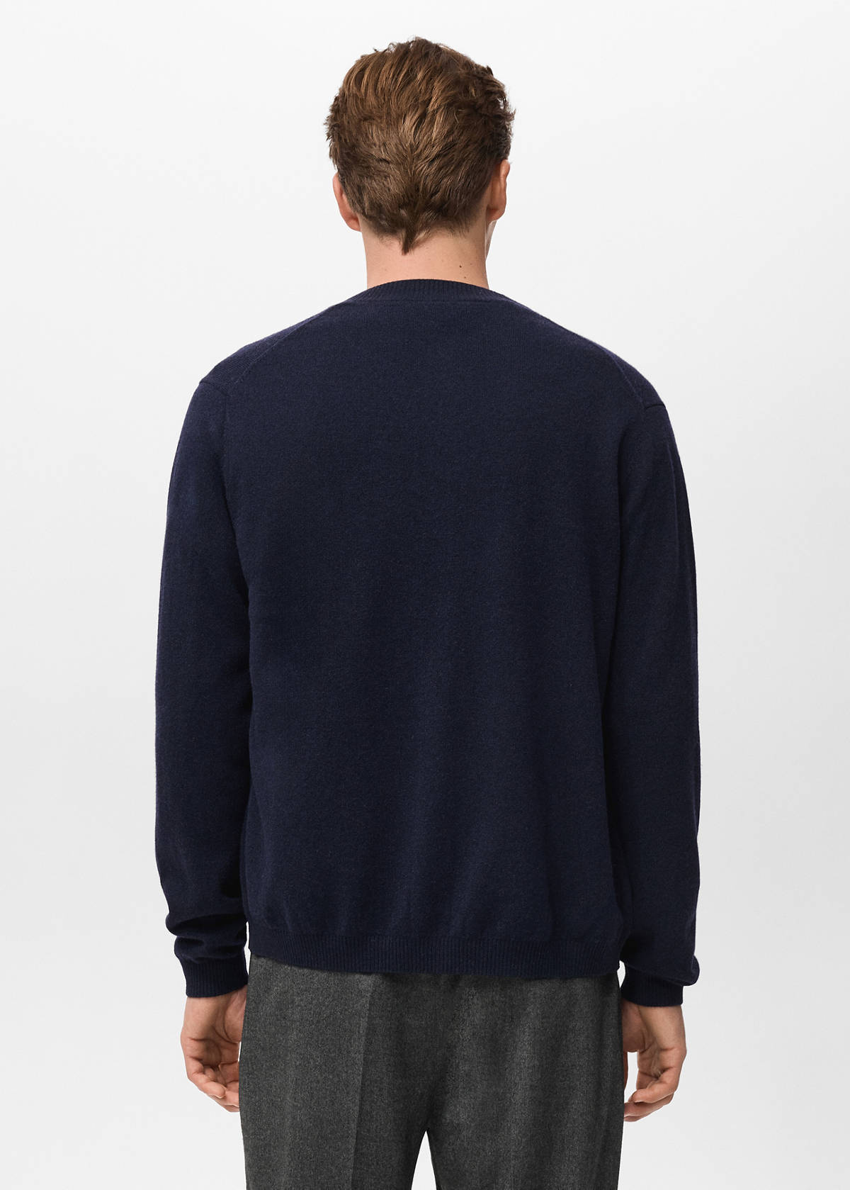 100% extra-fine wool cardigan with buttons — Navy