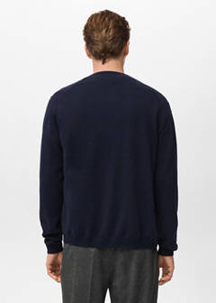 100% extra-fine wool cardigan with buttons — Navy 3