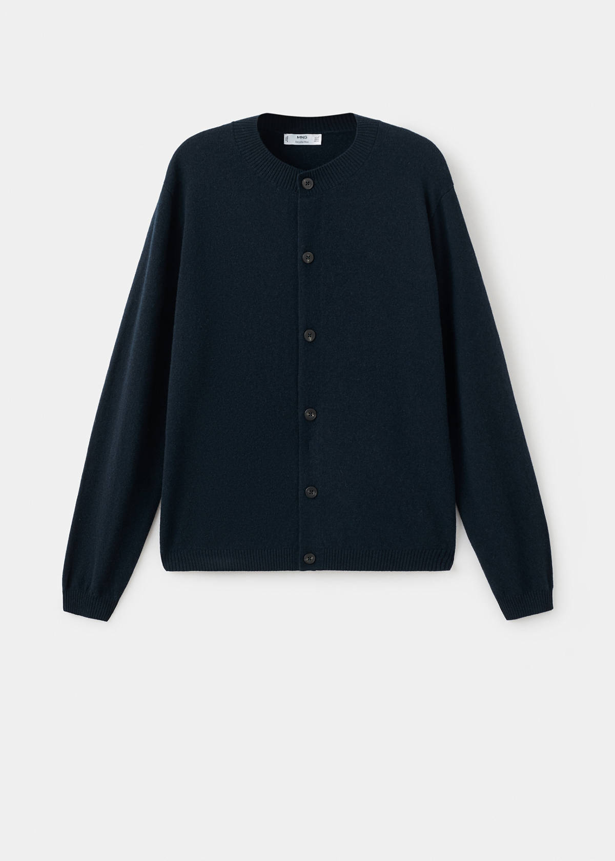 100% extra-fine wool cardigan with buttons — Navy