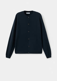 100% extra-fine wool cardigan with buttons — Navy 6