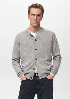 100% extra-fine wool cardigan with buttons — Medium Heather Grey 1