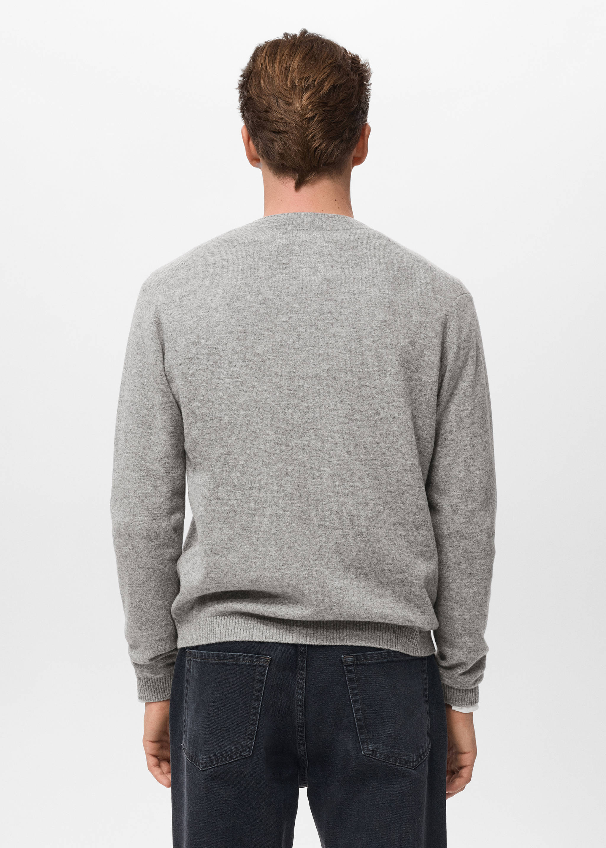 100% extra-fine wool cardigan with buttons - Reverse of the article