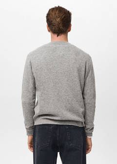 100% extra-fine wool cardigan with buttons — Medium Heather Grey 3