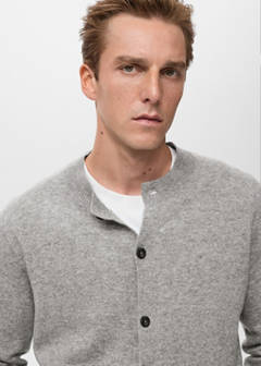 100% extra-fine wool cardigan with buttons — Medium Heather Grey 4