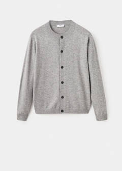 100% extra-fine wool cardigan with buttons — Medium Heather Grey 8
