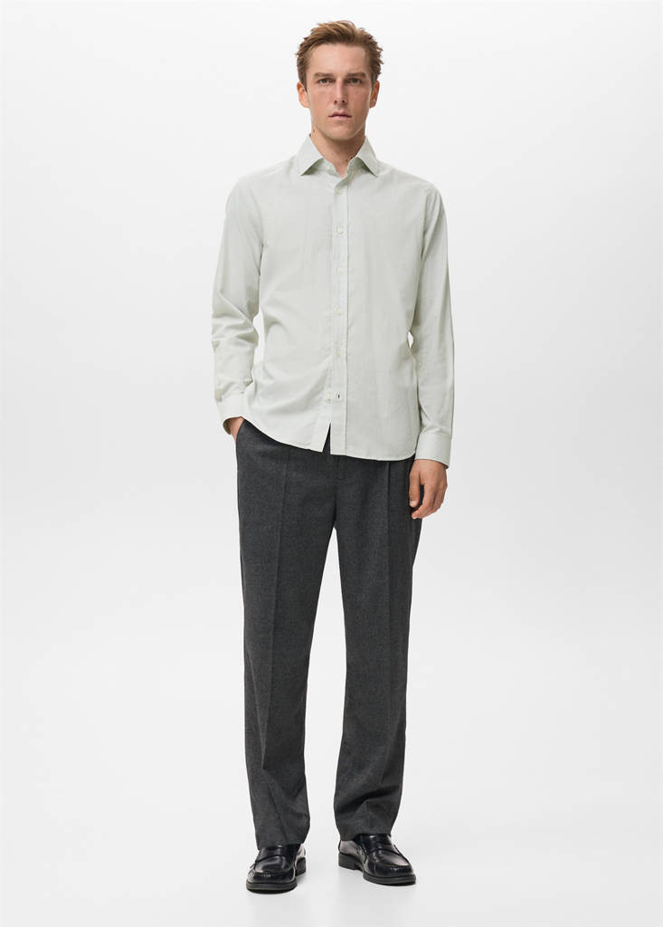 MANGO MAN - Chemise 100 % coton flanelle regular-fit vert - XL