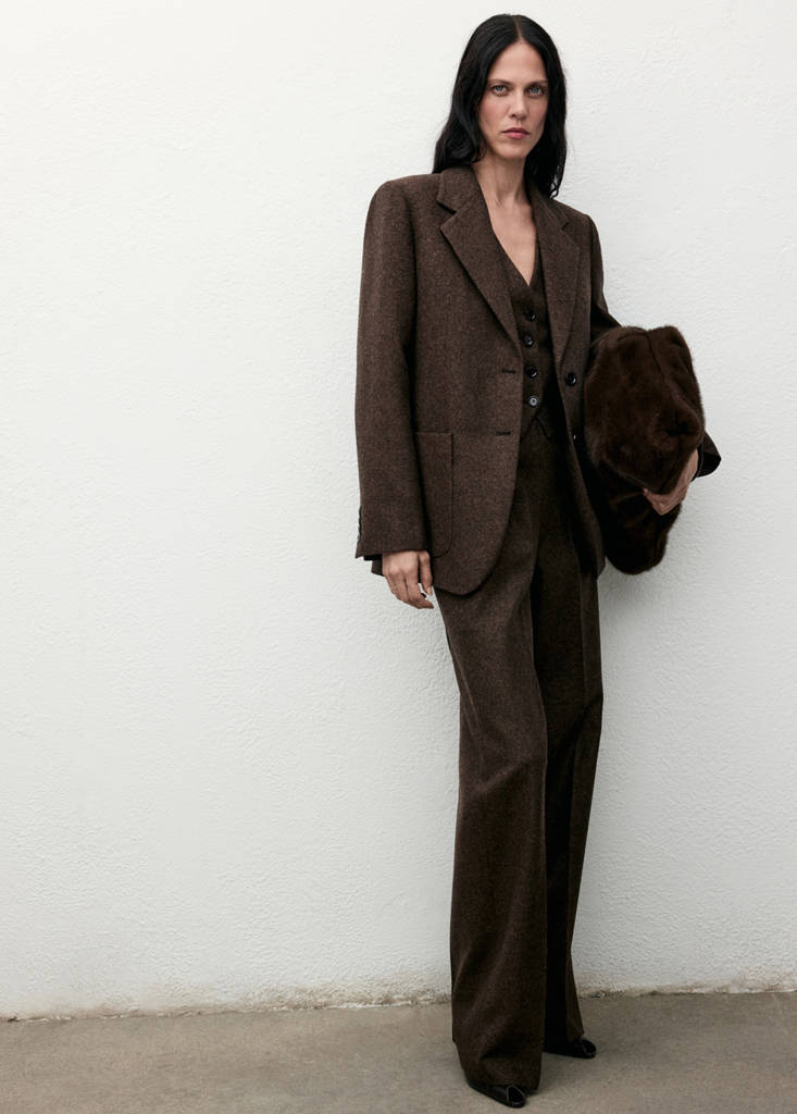 Speckled wool suit jacket — Brown