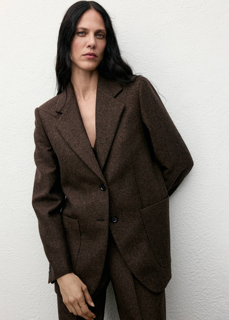 Speckled wool suit jacket — Brown
