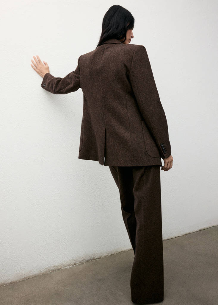 Speckled wool suit jacket — Brown