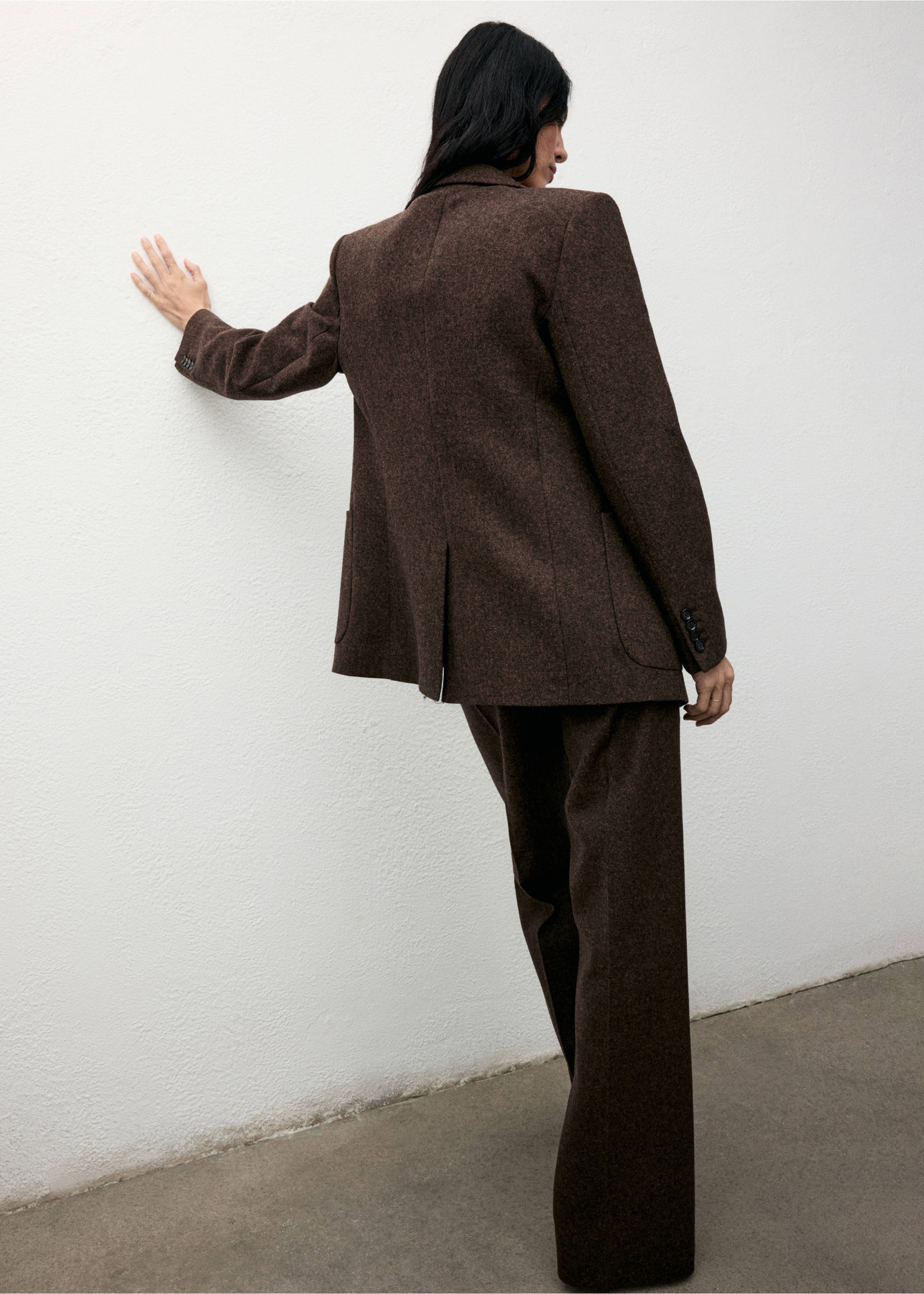 Blazer costume laine jaspée - Verso de l’article, Marron. Ref: 17057912-00.