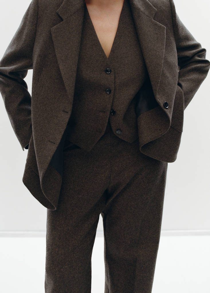 Speckled wool suit jacket — Brown