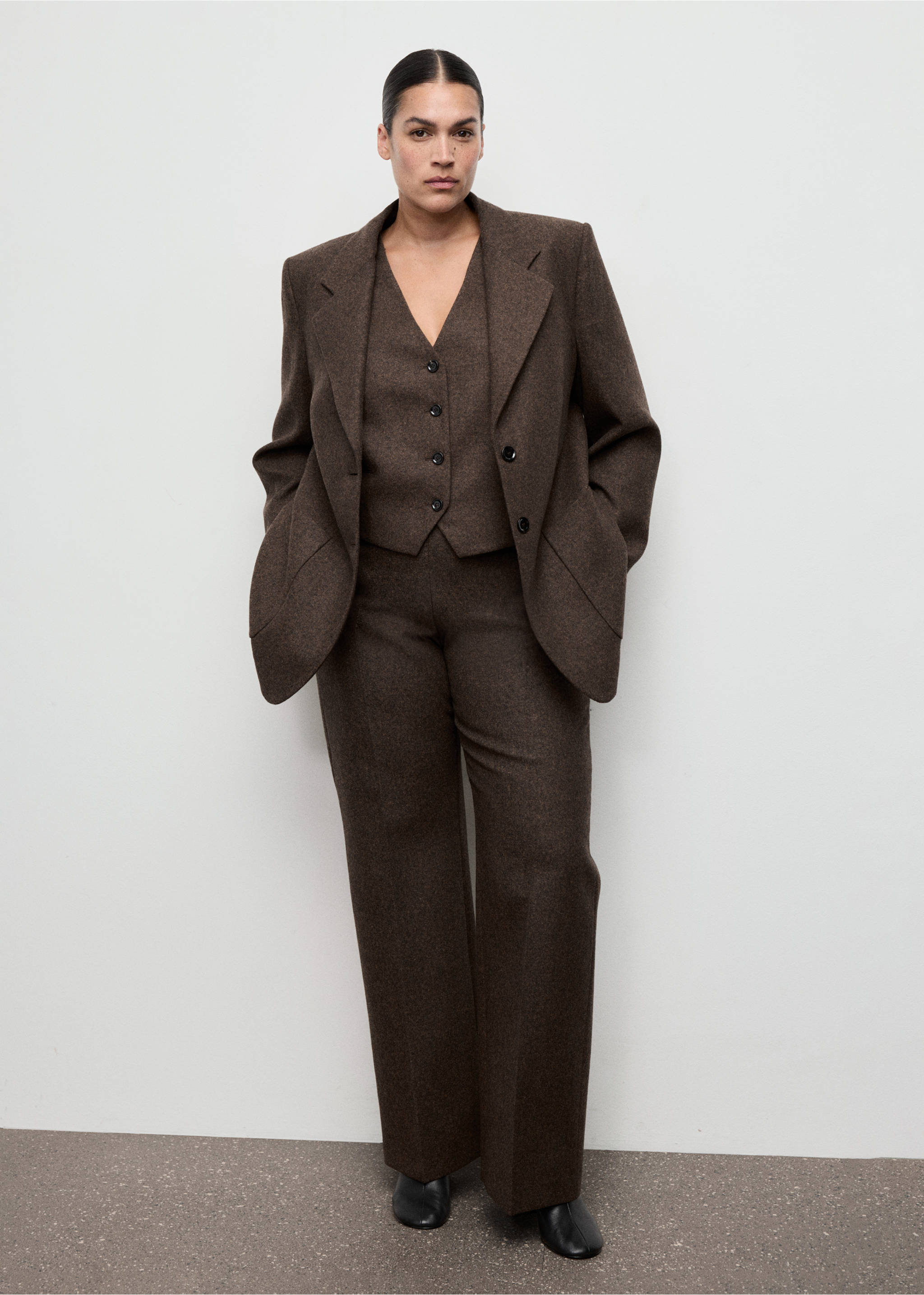Blazer costume laine jaspée - Détail de l'article 3, Marron. Ref: 17057912-00.