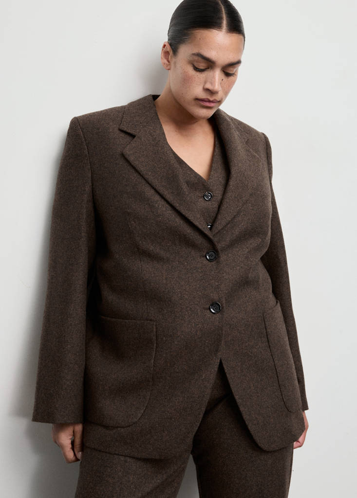 Speckled wool suit jacket — Brown