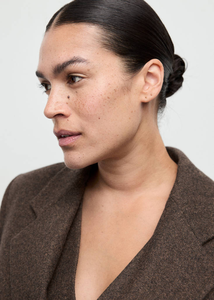Speckled wool suit jacket — Brown