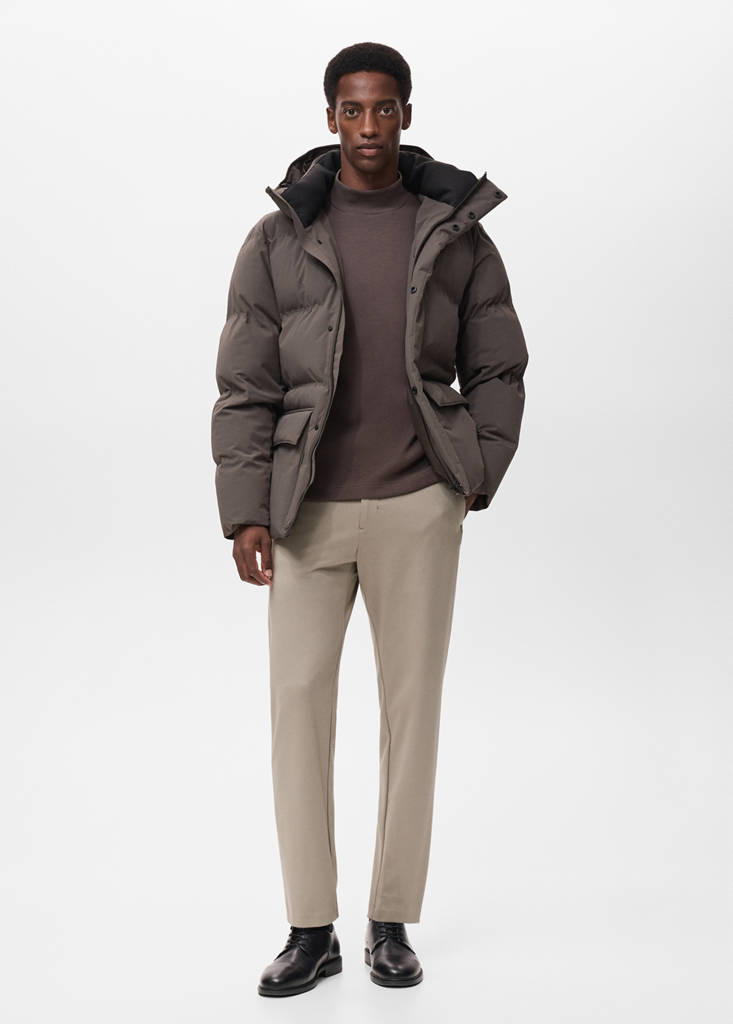 Quilted waterproof anorak — Medium Brown