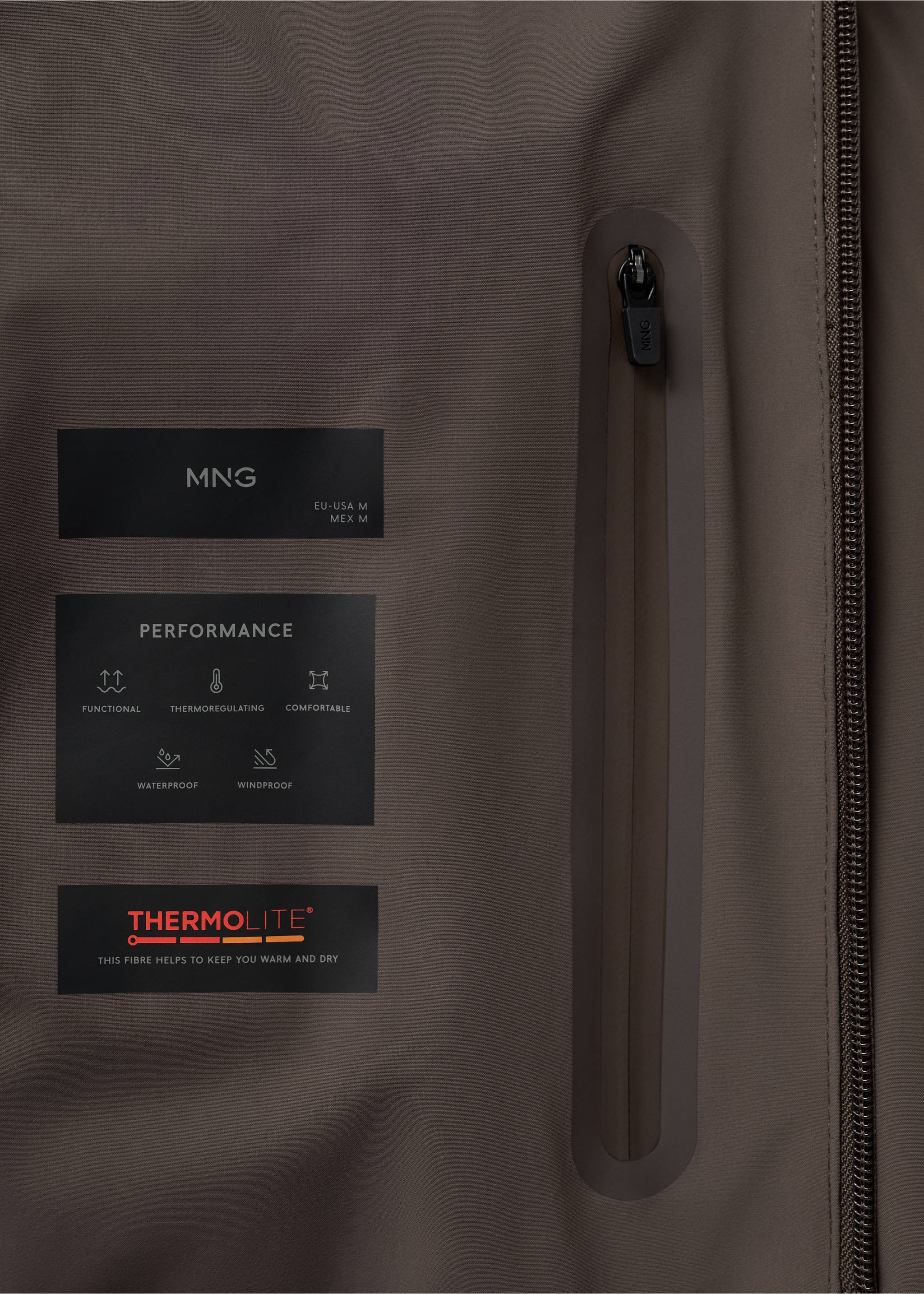 防水织物填充夹克 - null, 中褐色. Ref: 17058266-00.