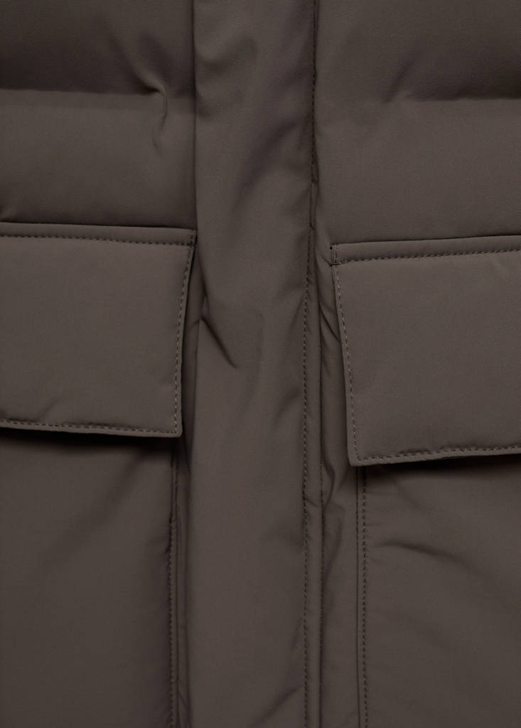 Quilted waterproof anorak — Medium Brown