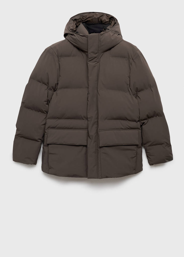 Quilted waterproof anorak — Medium Brown
