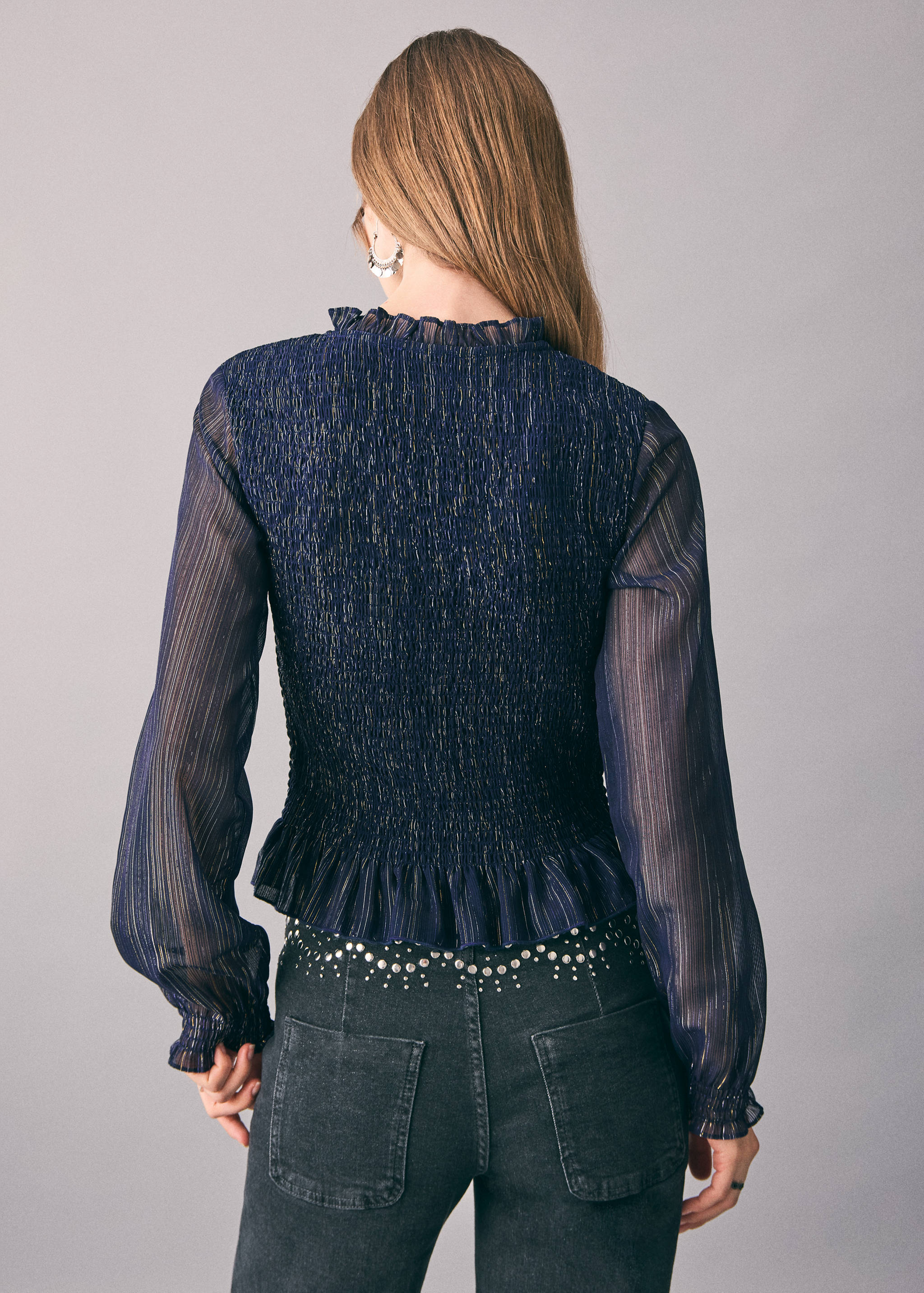 Blouse froncée rayures - Verso de l’article