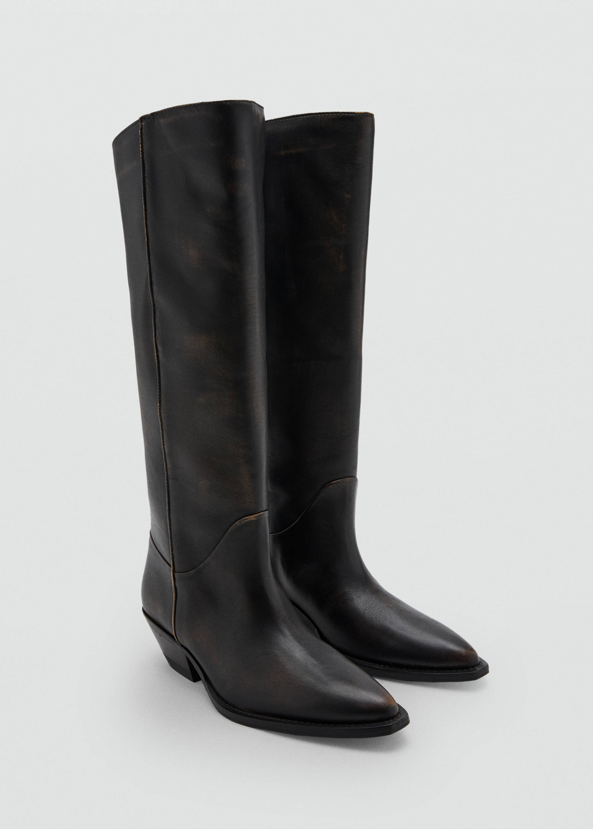 Worn-look leather boots - Medium plane