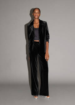 Straight velvet trousers — Black 4
