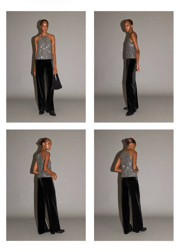 Straight velvet trousers — Black