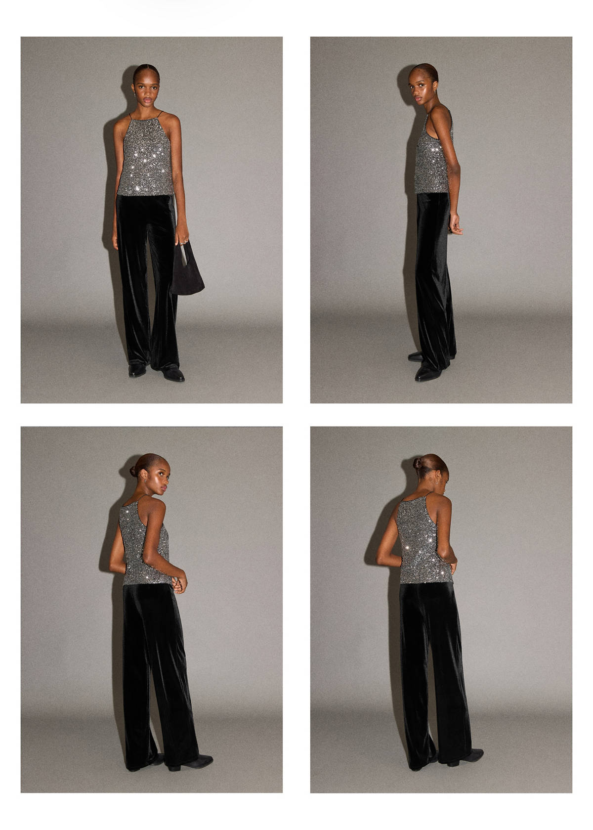 Straight velvet trousers — Black
