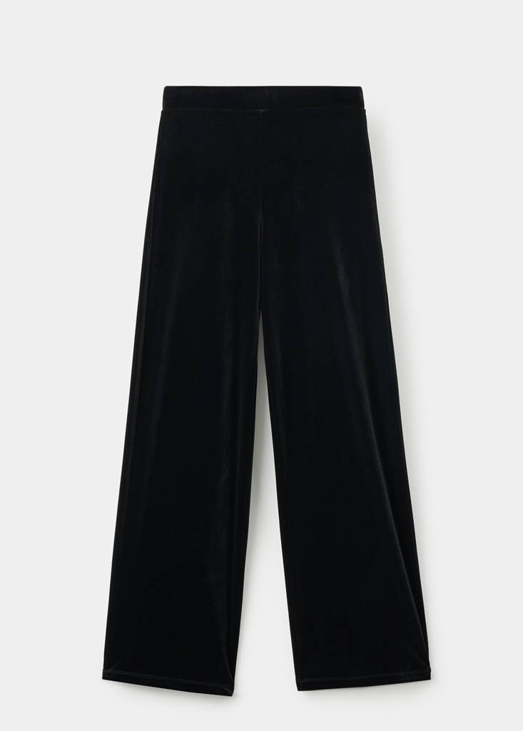 Straight velvet trousers — Black