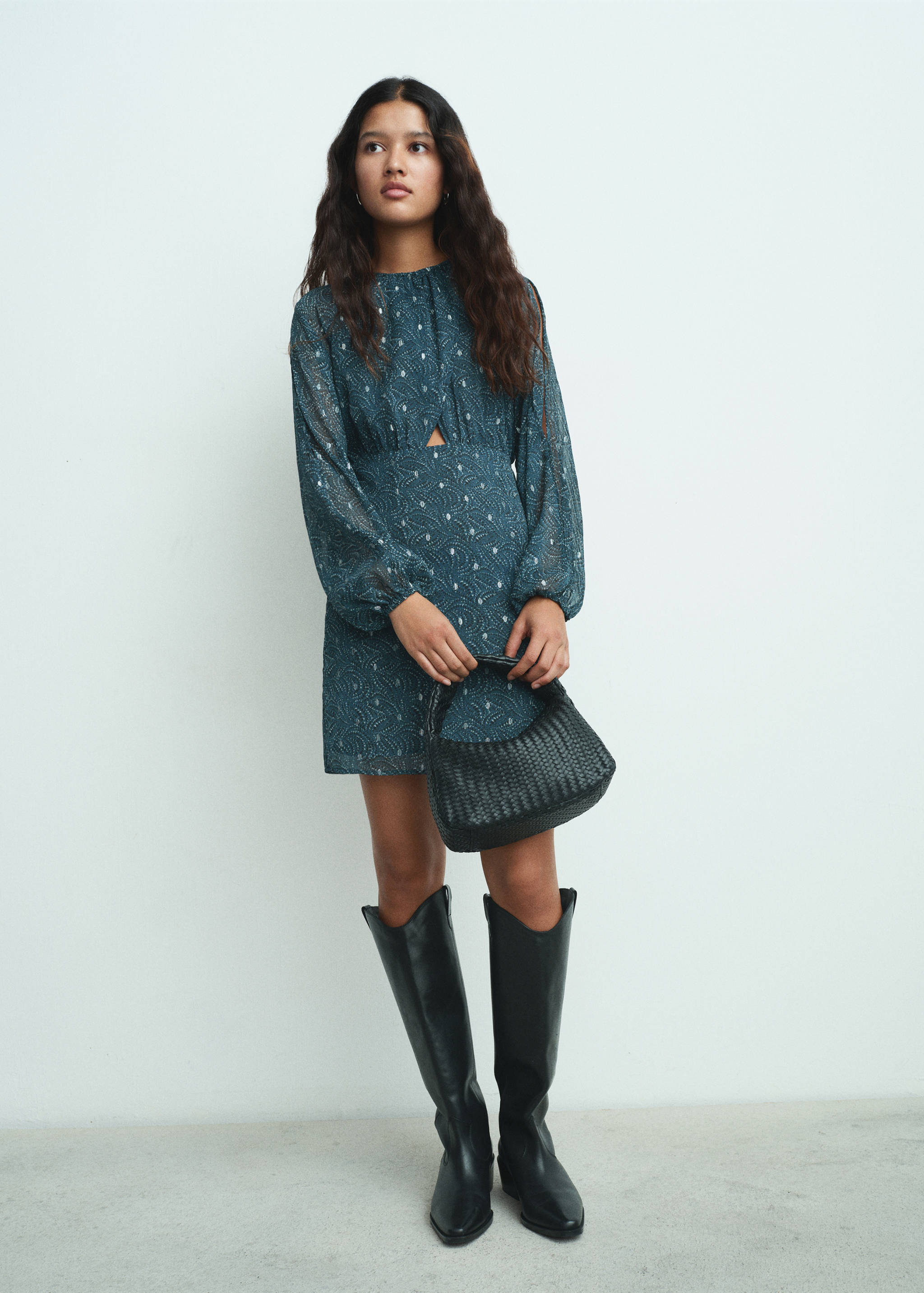 Printed dress with lurex cut-out - Medium plane