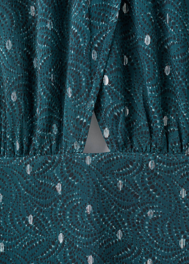 Lurex cut-out print dress — Petrol Blue