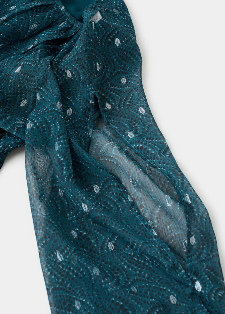 Lurex cut-out print dress — Petrol Blue