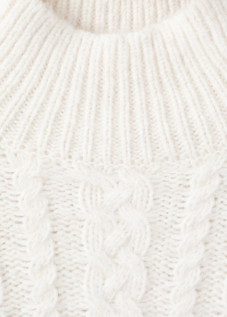 Knitted sweater with perkins neck — Ecru
