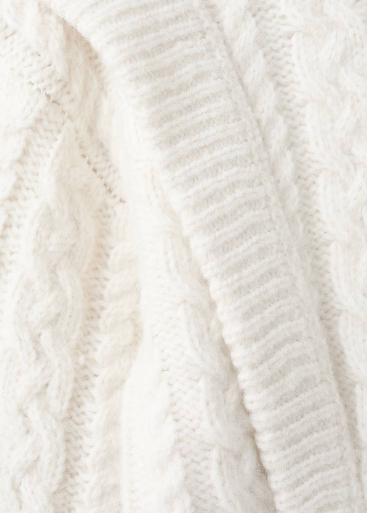 Knitted sweater with perkins neck — Ecru