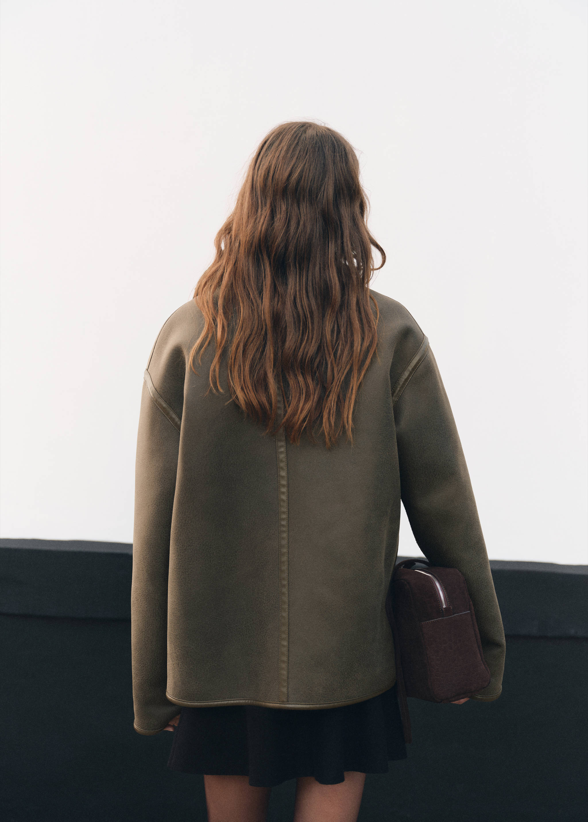 Faux-shearling leather-effect coat - Reverse of the article