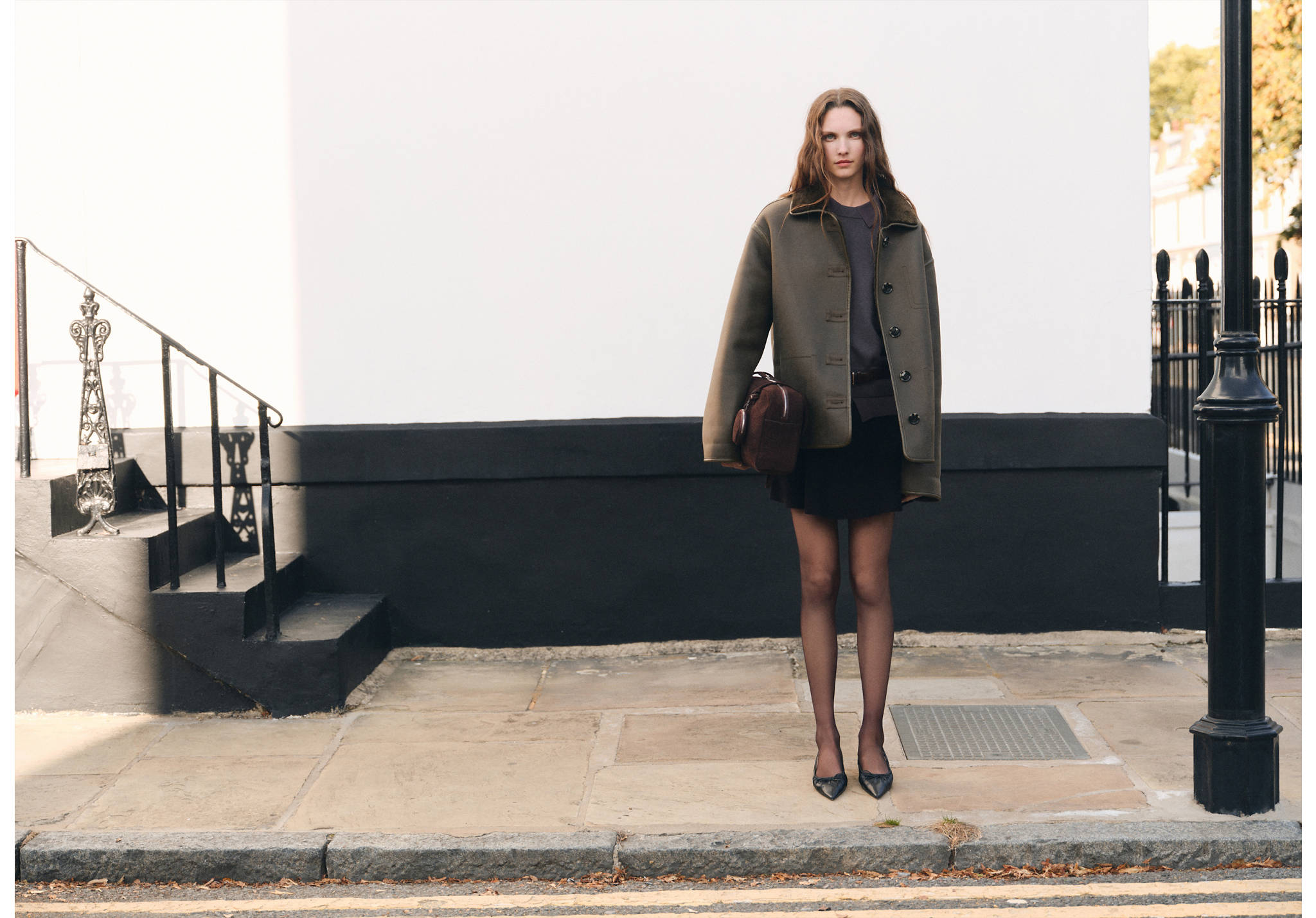 Manteau effet cuir imitation mouton - Plan panoramique