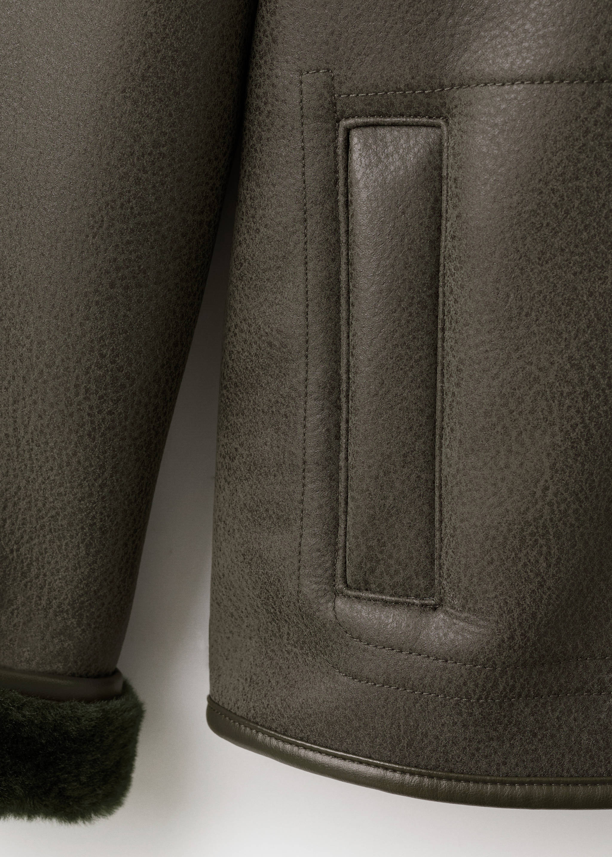 Faux-shearling leather-effect coat - Details of the article 0