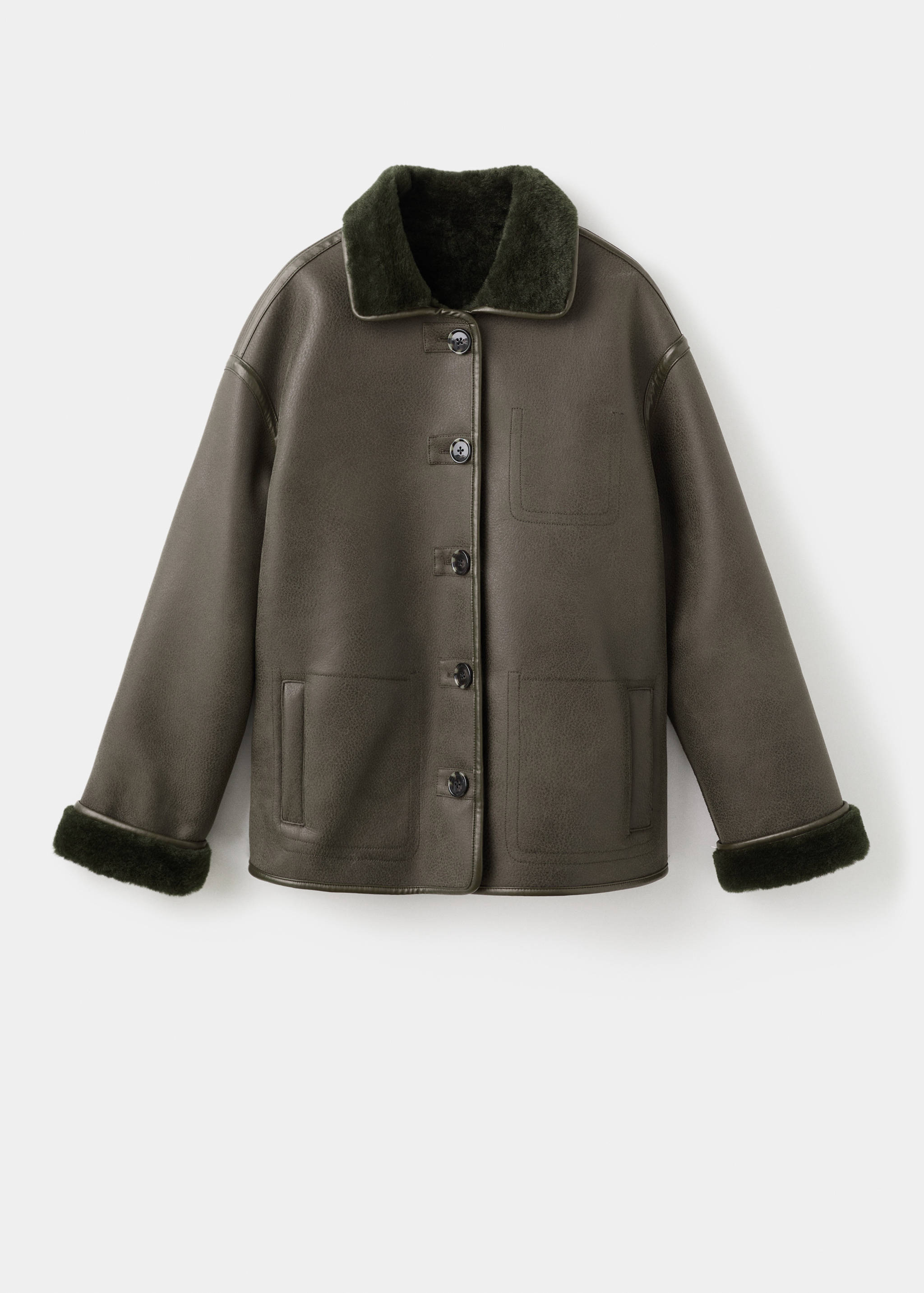 Faux-shearling leather-effect coat - Article without model