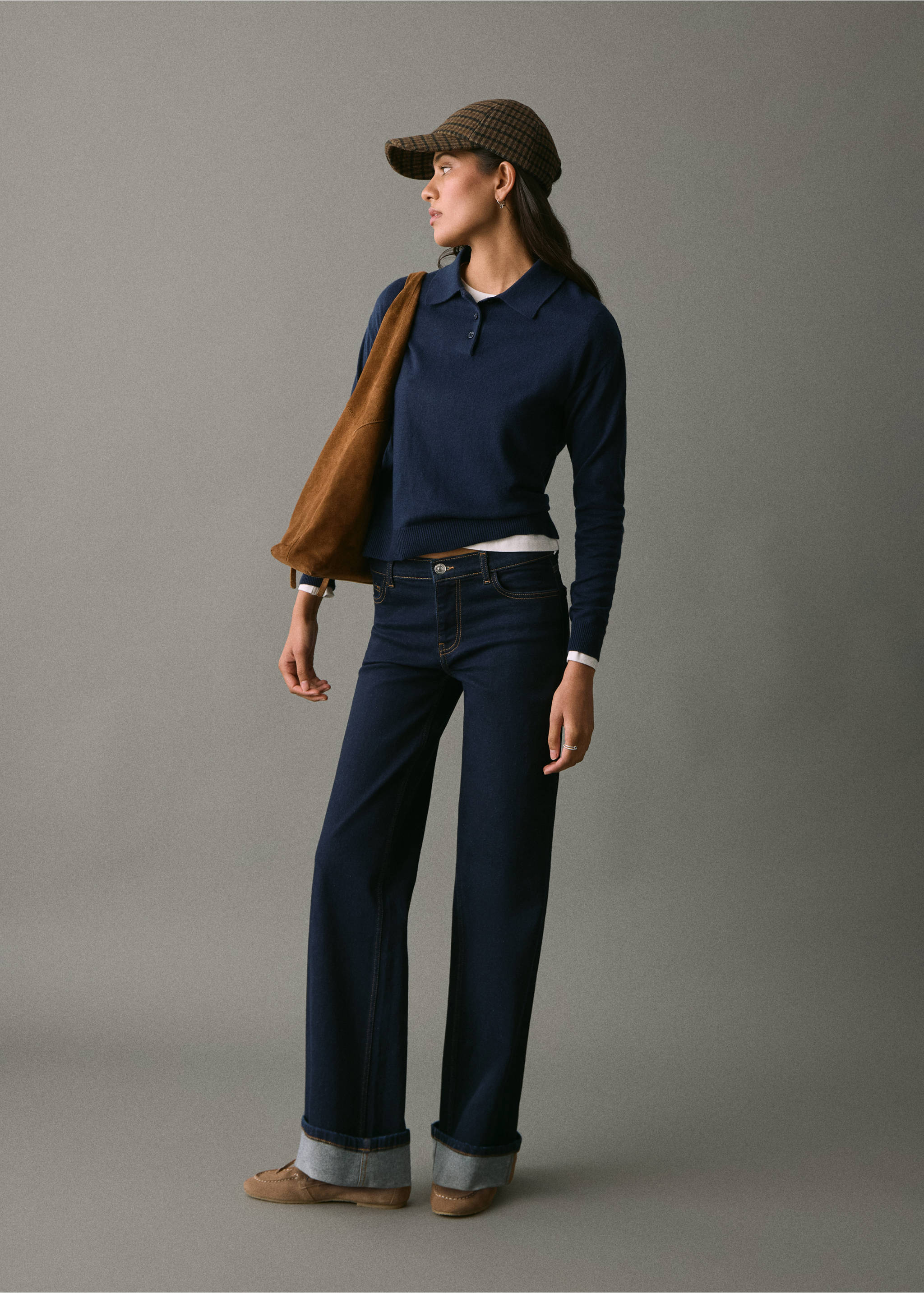 Jeans rectos bajo vuelta - Plano general, Azul. Ref: 17058283-00.