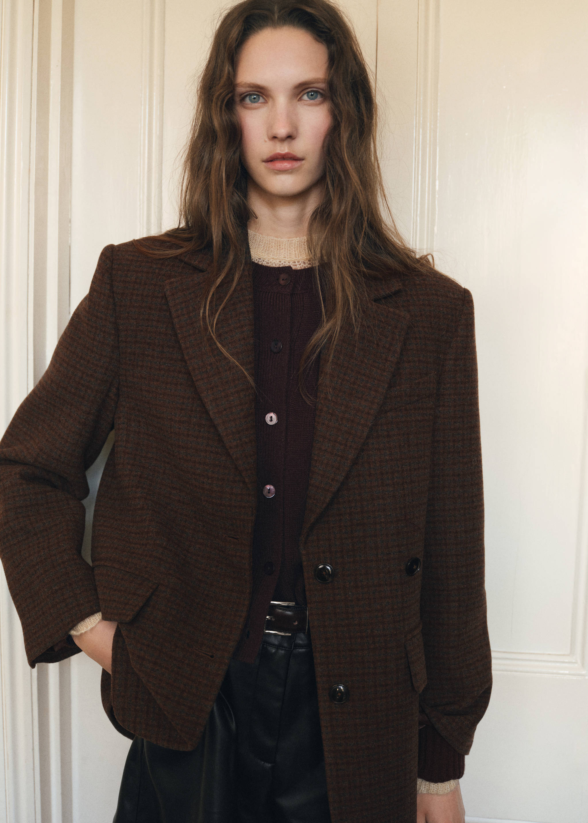 Micro houndstooth wool blazer - Medium plane