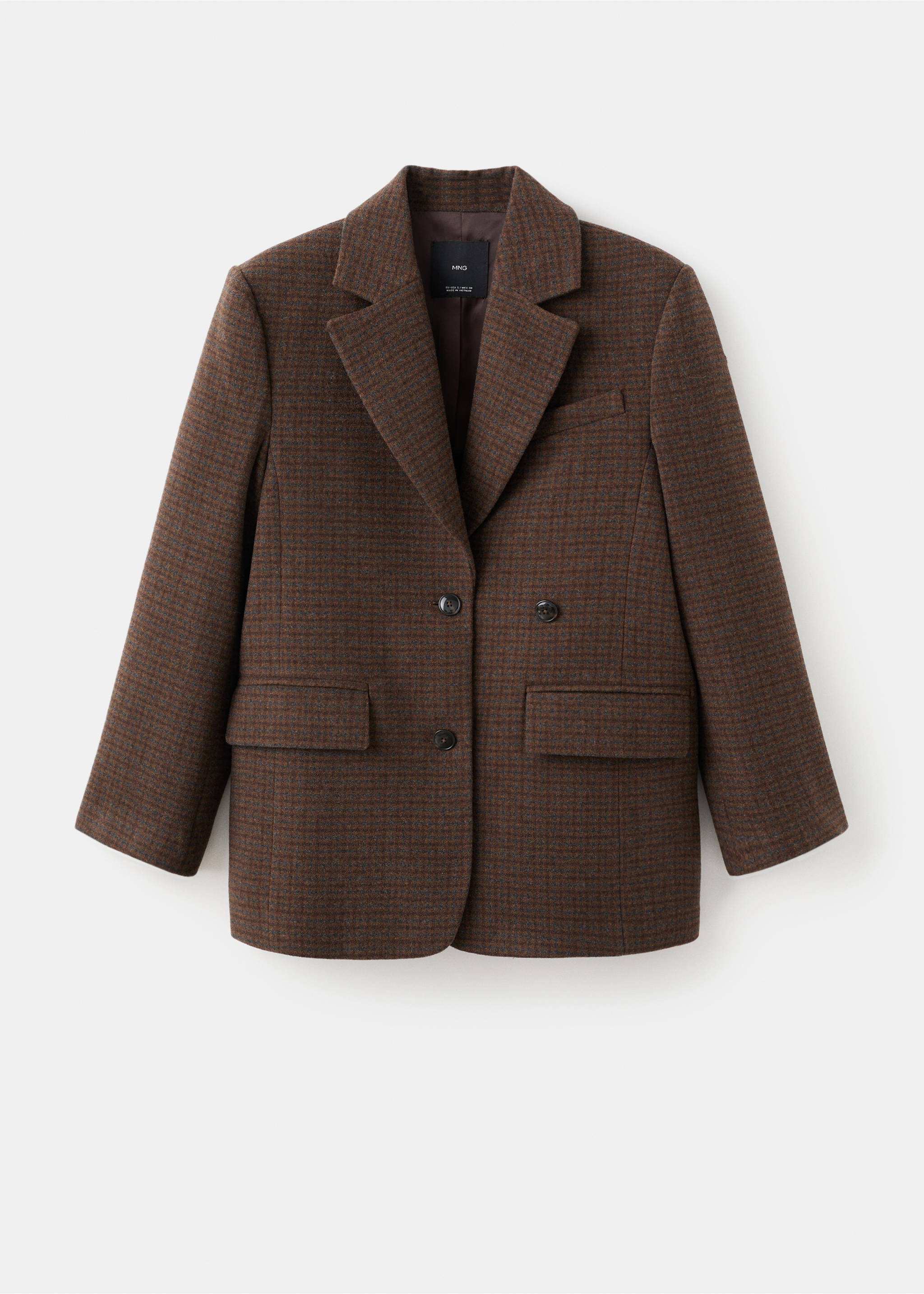 Micro houndstooth wool blazer - Article without model, Medium Brown. Ref: 17058286-00.