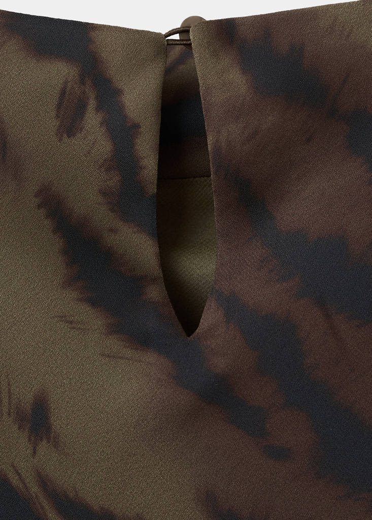 Satin animal-print dress — Brown