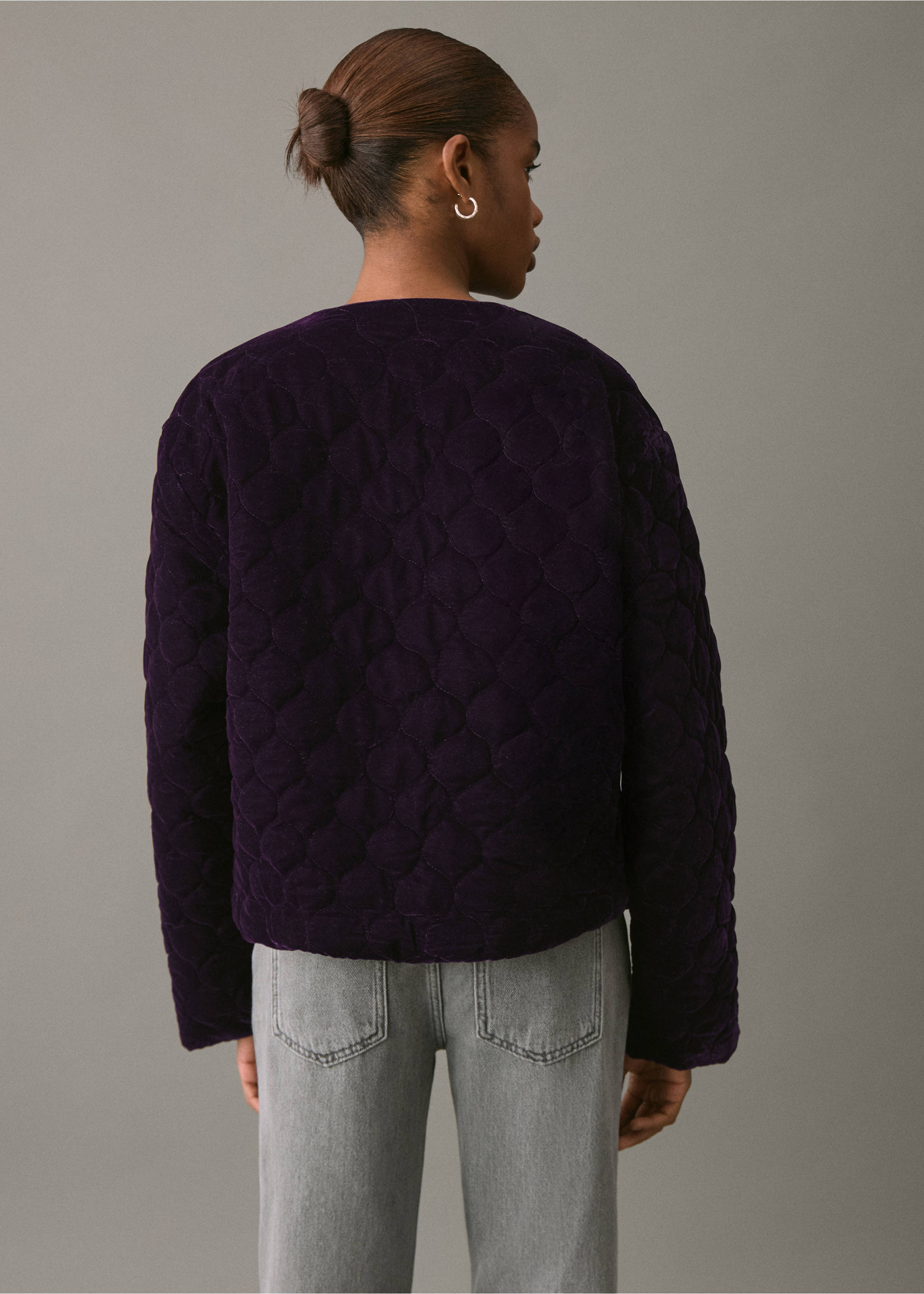 Veste en velours avec coutures - Verso de l’article, Grenat. Ref: 17058632-00.